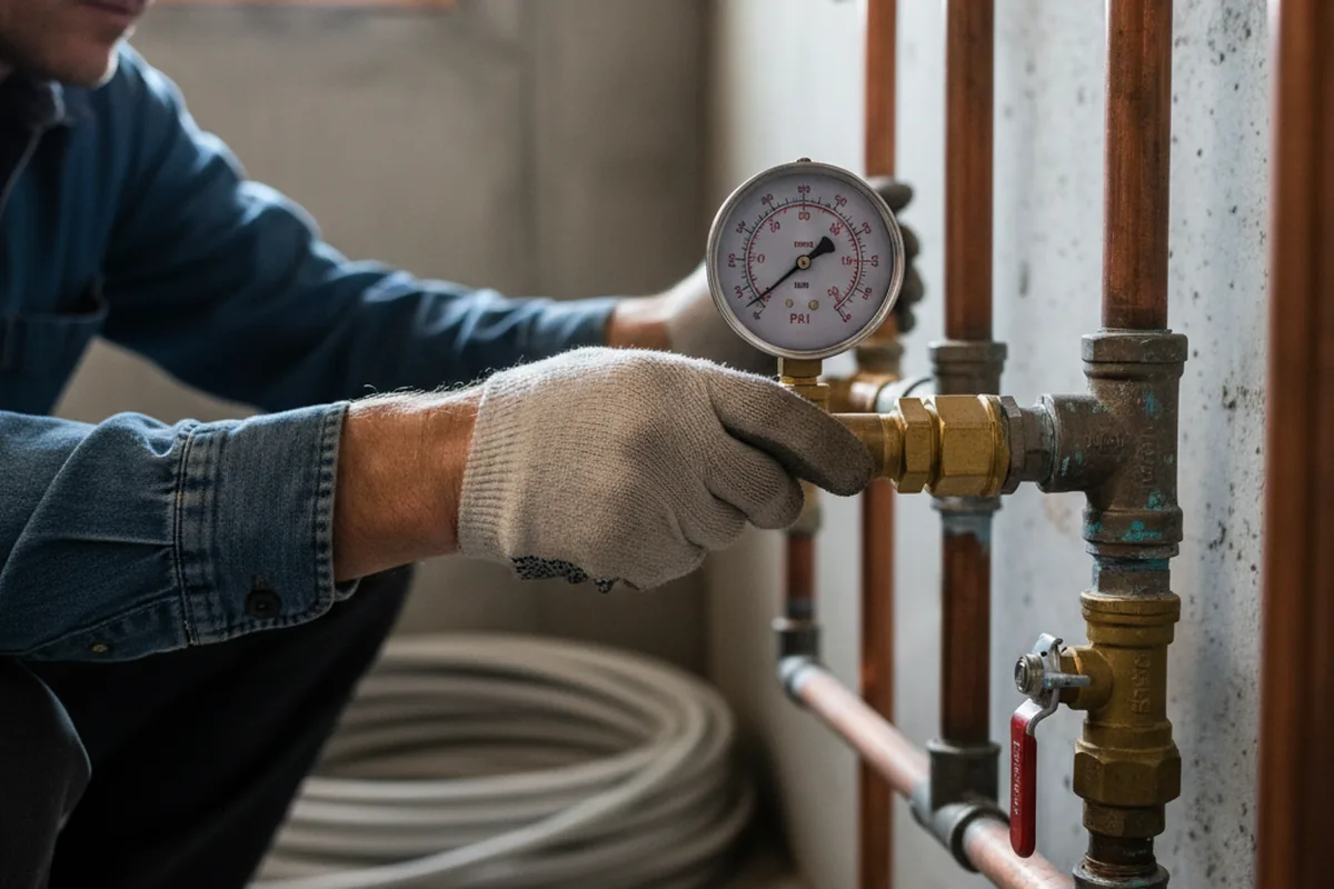 Pressure testing a repaired line during Water Line Repair in Ash